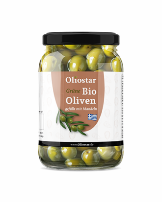 Grüne Bio Oliven gefüllt mit Mandeln