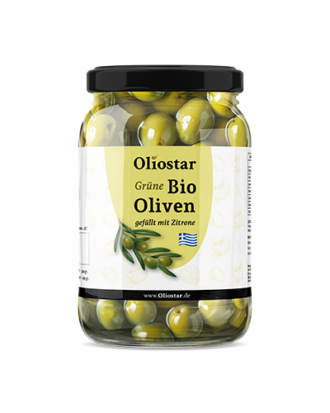 Grüne Bio Oliven gefüllt mit Zitrone