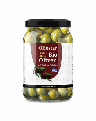 Kalamata Bio Oliven mit Stein in Salzlake